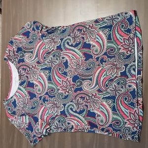 Croft & Barrow Bright Flowered Paisley Tee 100% Cotton XL